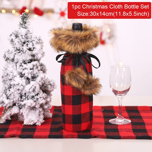 Christmas Wine Bottle Cover Merry Christmas Decor For Home 2020 Natal Noel Christmas Table Decor Xmas Gift Happy New Year 2021