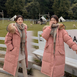 Vielleicht 2020 Long Winter Coat Women Hooded Down Parka Ladies New Warm Winter Jacket Women Loose Big Fur Collar Jacket Coat