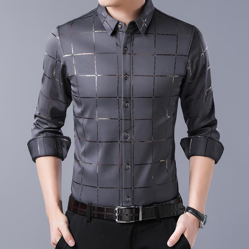 Long Sleeve Slim Fit Men Shirt Streetwear