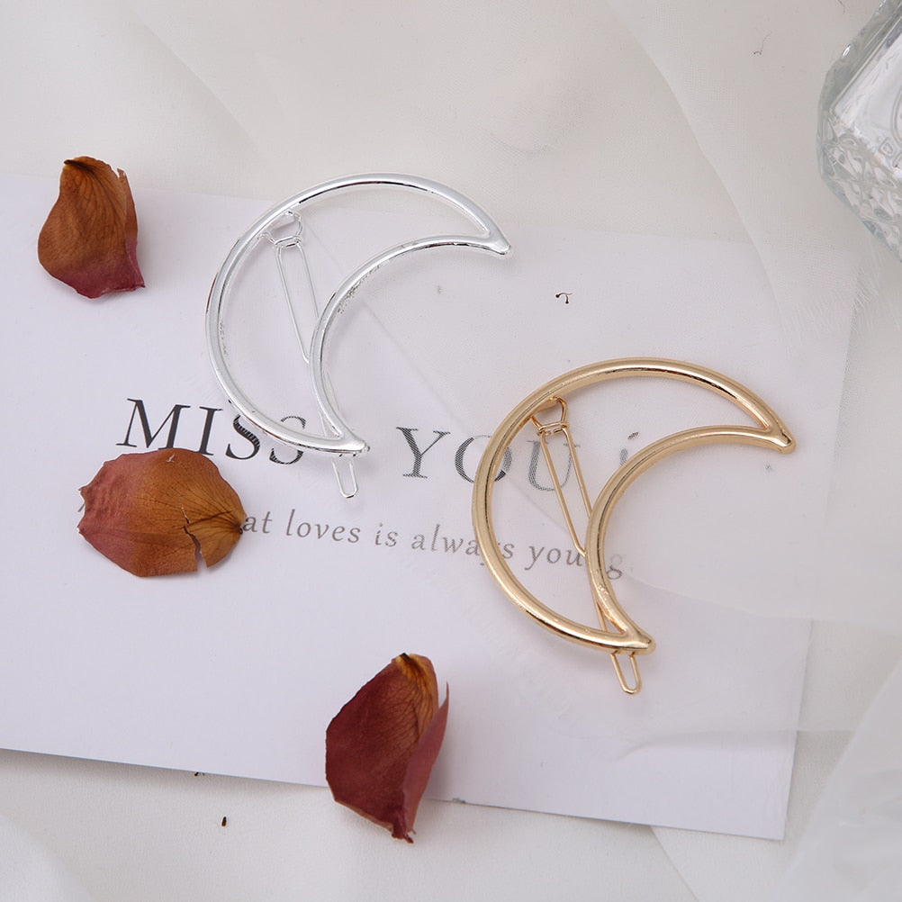 Fashion Woman Hair Accessories Triangle Hair Clip Pin Metal Geometric Alloy Hairband Moon Circle Hairgrip Barrette Girls Holder