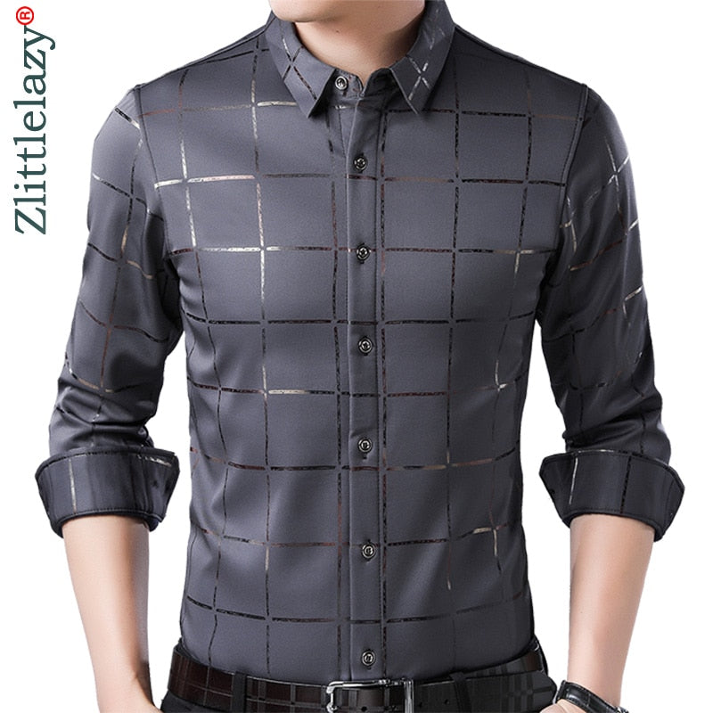 Long Sleeve Slim Fit Men Shirt Streetwear