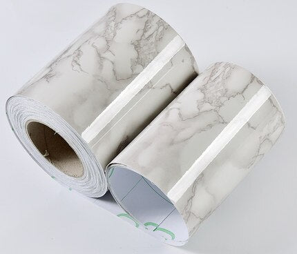 Marble Style Self-Adhesive Floor Stickers for Bathroom Skirting Corner Decals Waterproof Tiles Waistline Wallpaper Home Decor