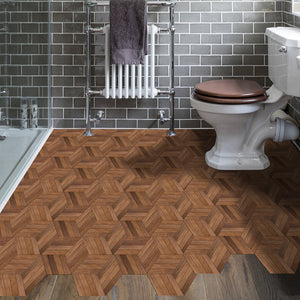 Funlife Wood Grain Self Adhesive Floor Tile Sticker Waterproof,Non-Slip PVC Vinyl Flooring Film For Bathroom Toliet Shower Decor