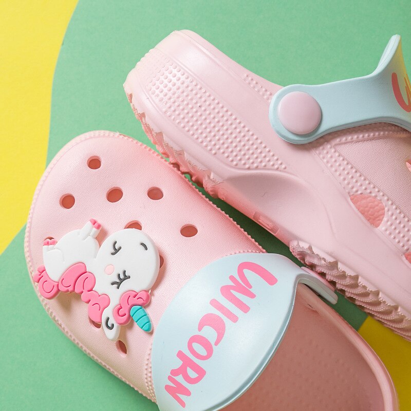 2020 Unicorn Shoes Slippers For Boy Girl Rainbow Shoes Summer Toddler Animal Kids Indoor Baby Slippers Pvc Cartoon Kids Slippers