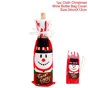Christmas Wine Bottle Cover Merry Christmas Decor For Home 2020 Natal Noel Christmas Table Decor Xmas Gift Happy New Year 2021