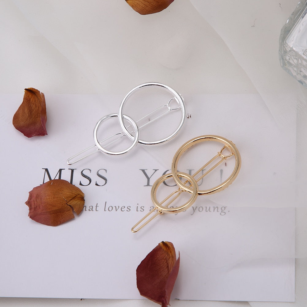 Fashion Woman Hair Accessories Triangle Hair Clip Pin Metal Geometric Alloy Hairband Moon Circle Hairgrip Barrette Girls Holder