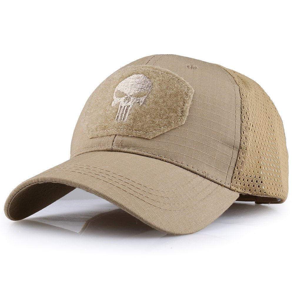 Skull Tactical Military Airsoft Cap Adjustable Breathable Sun Visor Trucker Hat Mesh Hunting Hiking Baseball Skeleton Snapback