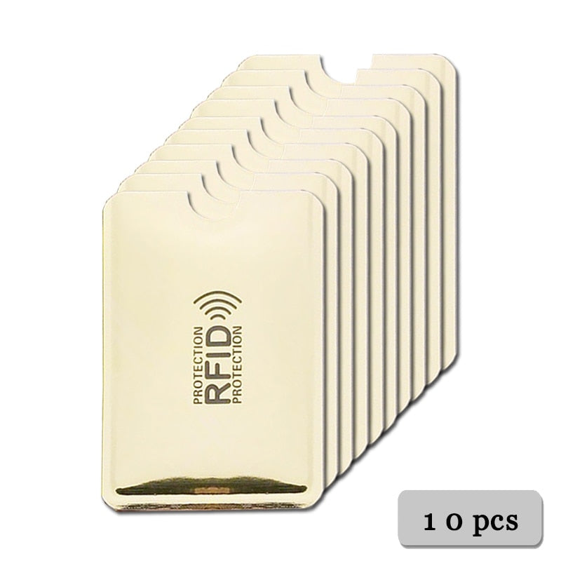 10pcs Anti RFID Blocking Reader Lock Card Holder ID Bank Card Case Protector Aluminium Metal Smart Anti-theft Credit Card Holder