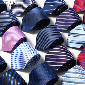 Luxury Fashion Striped Plaid Men's Tie Red Blue Grey Classic Neck Ties Leisure Business Wedding High Quality 8cm Silk Necktie