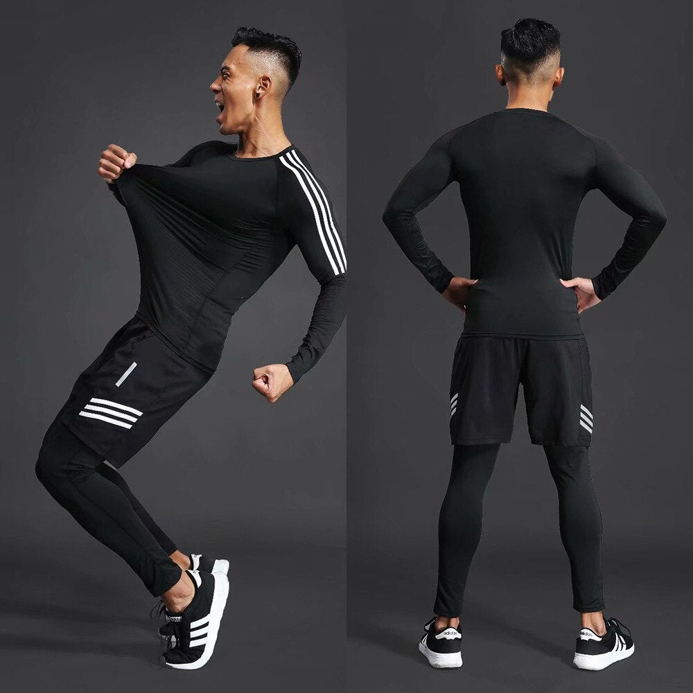 Men Quick-drying Compression Training Tracksuit Warm Gym Sport Suit Jogging For Homme Man Running Tight Fitness Workout Clothes