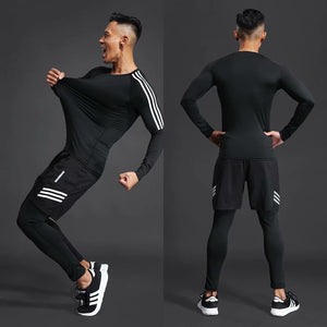 Men Quick-drying Compression Training Tracksuit Warm Gym Sport Suit Jogging For Homme Man Running Tight Fitness Workout Clothes