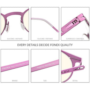 FONEX Anti Blue Light Blocking Glasses Women 2020 New Round UV Rays Filter Computer Gaming Screwless Eyeglasses Eyewear FAB014