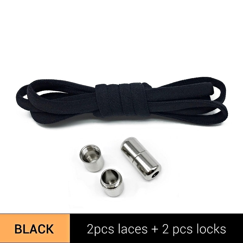 Third Version Elastic No Tie Shoelaces Metal Lock Shoe Laces For Kids Adult Sneakers Quick Shoelaces Semicircle Shoestrings F089