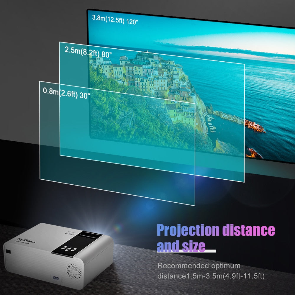 ThundeaL HD Mini Projector TD90 Native 1280 x 720P LED Android WiFi Projector Video Home Cinema 3D HDMI Movie Game Proyector