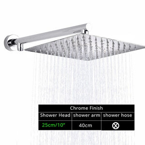 Rozin Black Ultrathin Rainfall Shower Head Wall Mounted Shower Arm Bracket Bar 150cm Shower Hose Bathroom Faucet Set