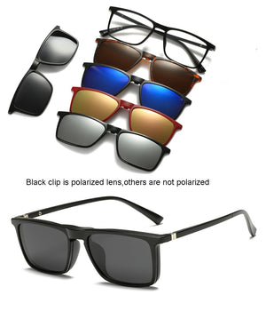 6 In 1 Custom Men Women Polarized Optical Magnetic Sunglasses Clip Magnet Clip on Sunglasses Polaroid Clip on Sun Glasses Frame
