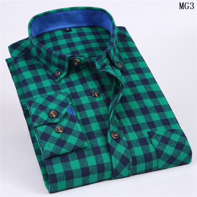 Men Flannel Plaid Shirt 100% Cotton 2020 Spring Autumn Casual Long Sleeve Shirt Soft Comfort Slim Fit Styles Brand Man Plus Size