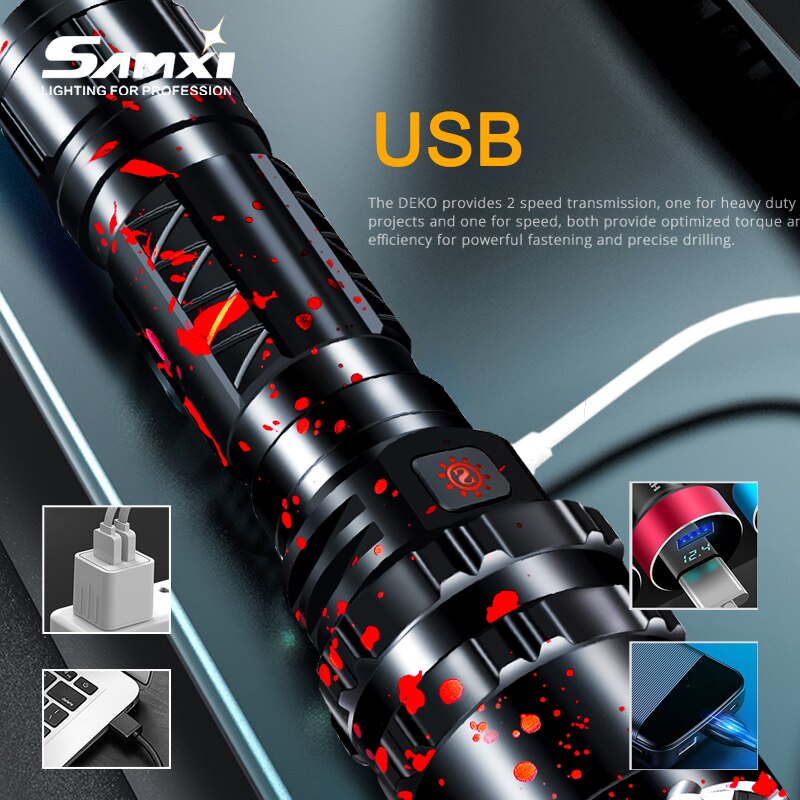 Powerful Flashlight High Power Rechargeable LED Lamp Self Defense Shocker Lantern Bike Light Tactical Torch By 18650 Battery