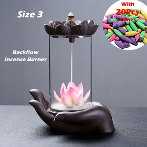 Handmade Ceramic Incense Burner Smoke Waterfall Backflow Incense Burner Living Room Decor Incense Holder Feng Shui Decoration