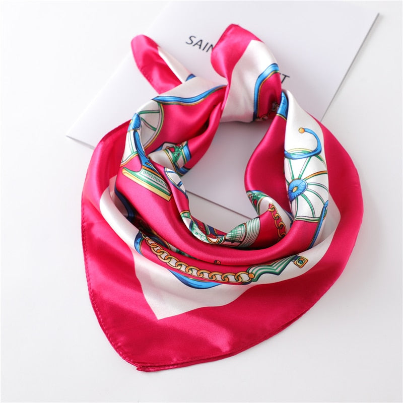 Women Square Silk Scarf Chiffon Satin Lady Hair Neck Foulard  Scarves Shawl Wrap Female Bandana Head Kerchief Hijab Headband