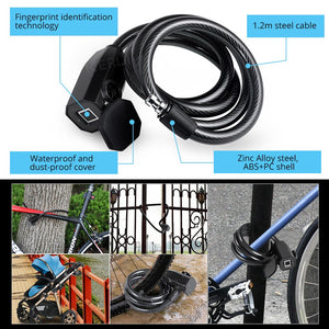 KERUI Bike Lock Keyless Fingerprint Bicycle Lock Safe Anti-theft Anti-shear Smart Door Lock for Motorcycle Gate Fence Outdoor