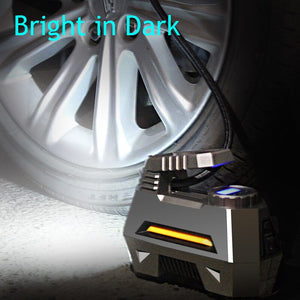 Portable Air Compressor Tire Inflator - Car Tire Pump With Digital Pressure Gauge (150 Psi 12V DC) Bright Emergency Flashlight