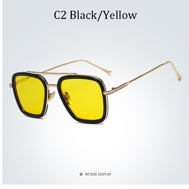 NEW luxury Avengers Tony Stark Style for women Sunglasses Men Square Brand Design Sun Glasses Oculos Retro male iron Man