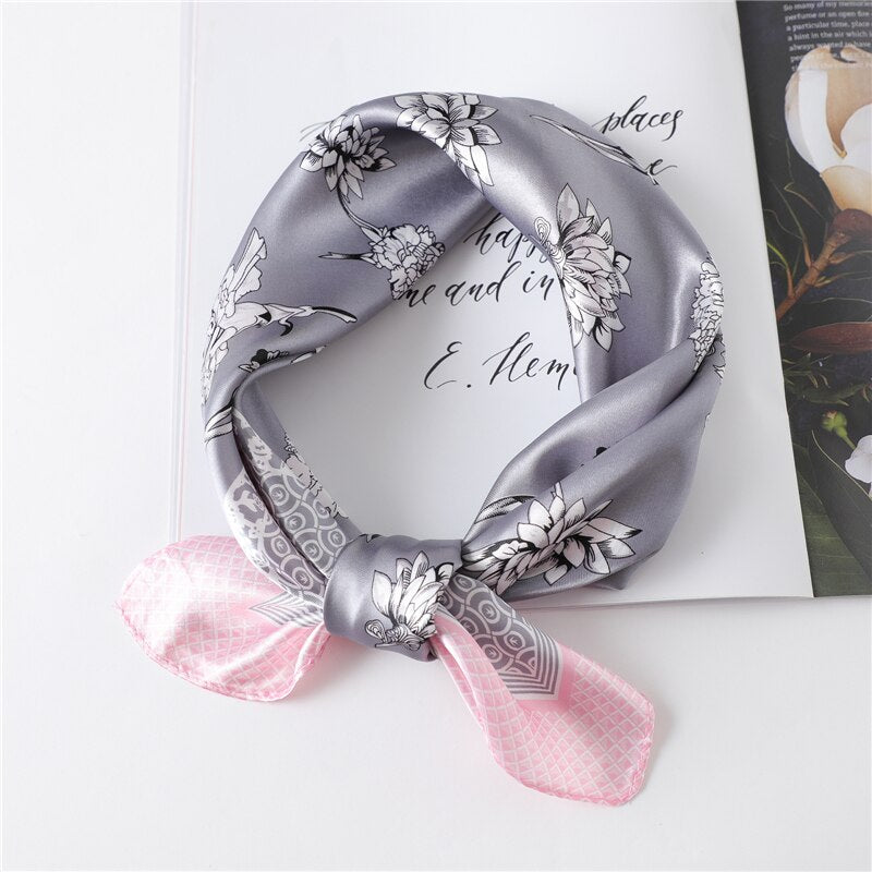 Women Square Silk Scarf Chiffon Satin Lady Hair Neck Foulard  Scarves Shawl Wrap Female Bandana Head Kerchief Hijab Headband
