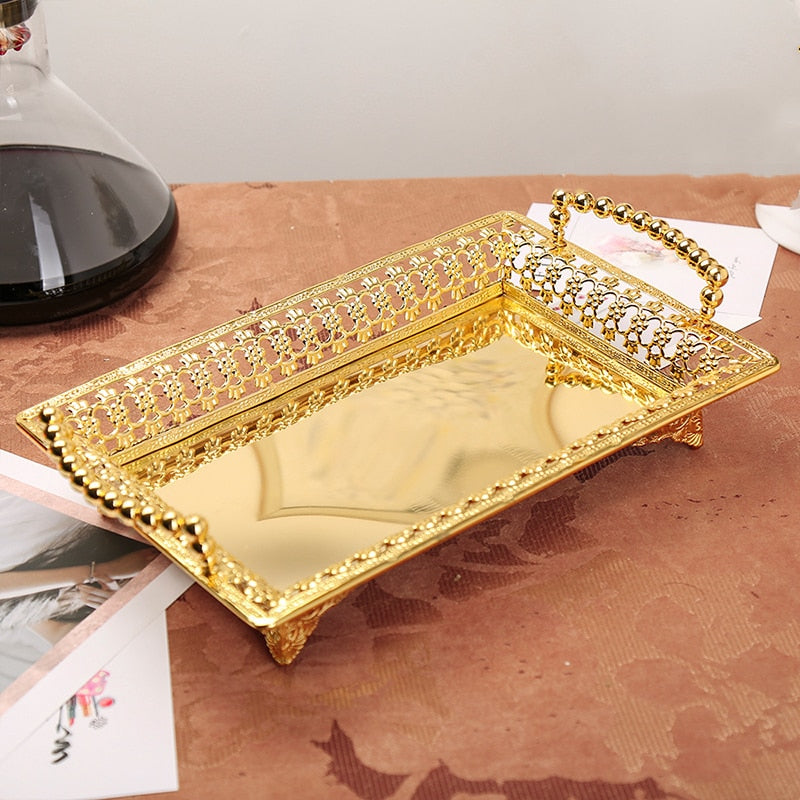 IMUWEN Storage Tray Fruit Plate Jewelry Display Metal Cake Stand Supplies Wedding Plates Party Tableware Home Table Decor