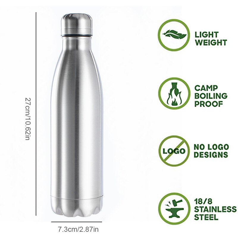 Stainless Cola Motion Sport Water Bottle Rugged Water Cup Monolayer No Heat Preservation Metal Color Cola Drink Bottle Drinkware