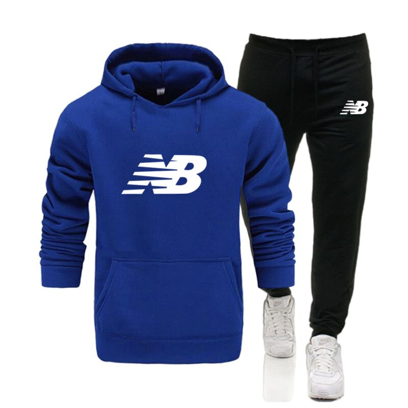 New Men Hoodies Suit Tracksuit Sweatshirt Suit Fleece Hoodie+Sweat pants Jogging