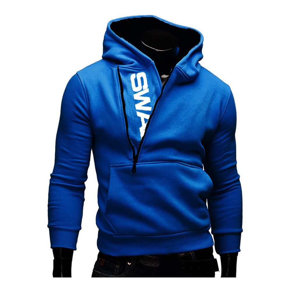Hoodies Laamei Men Fashion Oblique Zipper Patchwork Tracksuit Sweatshirt Men's Collar Cap Long Sleeves Pullover Plus Size M-3XL