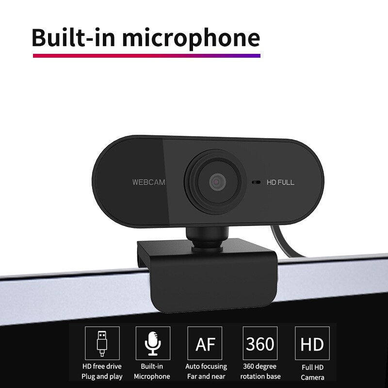 1080P HD Webcam Rotatable Autofocus USB 2.0 PC Desktop Web Camera Mini Computer Web Cam Video Recording For Live Work Conference