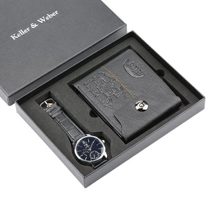 Mens Watches Luxury Minimalist Quartz Wrist Watch Card Holder Wallet Watches Men Gift Set Watches for Dad Husband Boy Friend