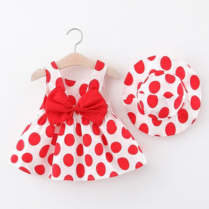 Melario Baby Girls Dresses With Hat 2pcs Clothes Sets Kids Clothes Baby Sleeveless Birthday Party Princess Dress Print Floral