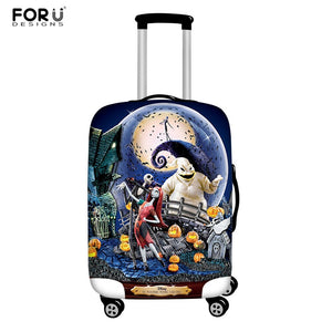 FORUDESIGNS Jack Skellington Brand Design Luggage Cover Protector Nightmare Before Christmas Print Travel Elastic Suitcase Cases