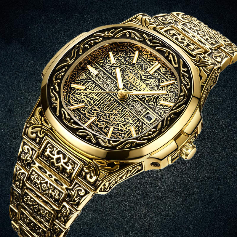Mode montre à quartz hommes marque ONOLA luxe rétro or acier inoxydable montre hommes or hommes montre reloj hombre