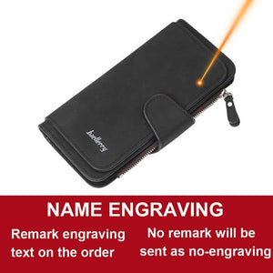 2020 Women Wallets Name Engrave Fashion Long Leather Top Quality Card Holder Classic Female Purse Zipper Wallet For Women