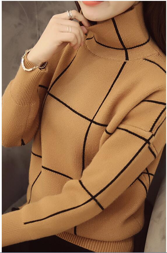 Turtleneck Sweater Women Pullover Patchwork Outfit New Casual Loose Han Edition Thick Long Sleeve Knit Clothes Vestidos LXJ974
