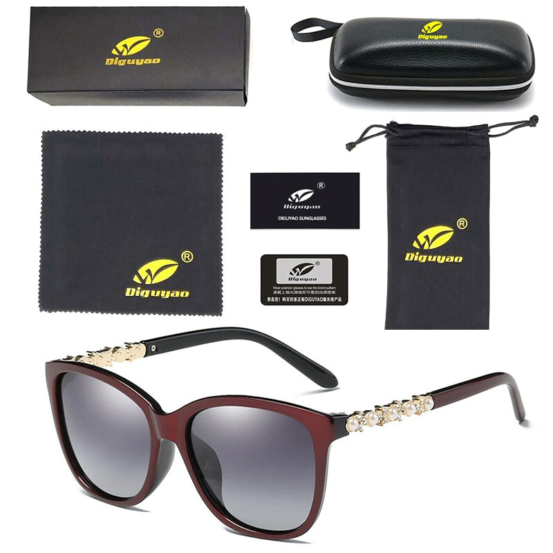 Female sunglasses luxury 2020 polarized UV400 high quality Diamond Pearl decoration retro sun glasses women shades Gafas De Sol