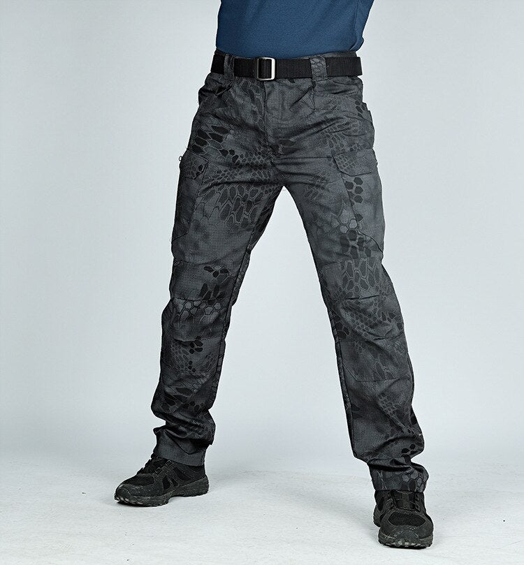 Pantalon tactique homme élasticité de poche Multiple ville pantalon militaire Sport urbain hommes mince gros noir Cargo pantalon moto 5XL