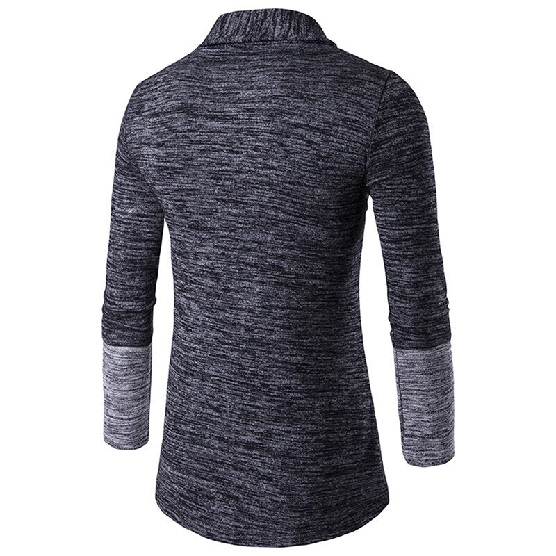 Retro Men Patchwork Long Sleeve Slim-Fit Knitted Sweater Cardigan Coat Outwear Jacket Loose Casual Windbreaker Coat Windbreaker