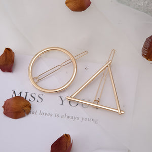 Fashion Woman Hair Accessories Triangle Hair Clip Pin Metal Geometric Alloy Hairband Moon Circle Hairgrip Barrette Girls Holder
