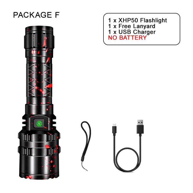Powerful Flashlight High Power Rechargeable LED Lamp Self Defense Shocker Lantern Bike Light Tactical Torch By 18650 Battery