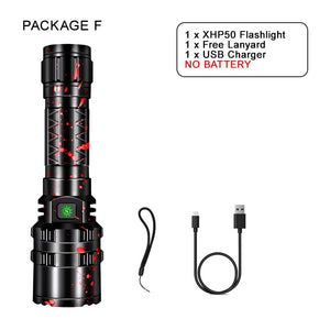 Powerful Flashlight High Power Rechargeable LED Lamp Self Defense Shocker Lantern Bike Light Tactical Torch By 18650 Battery
