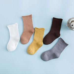 5pairs/lot 1-12 Years Spring Autumn Children Socks Baby Girls Cotton Short Socks Newborn Ribbed Letters Cartoon Girls Boys Socks