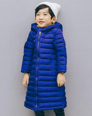 Enfants doudoune, à la mode couleur unie à manches longues à capuche vers le bas manteau hiver hauts pour les enfants
