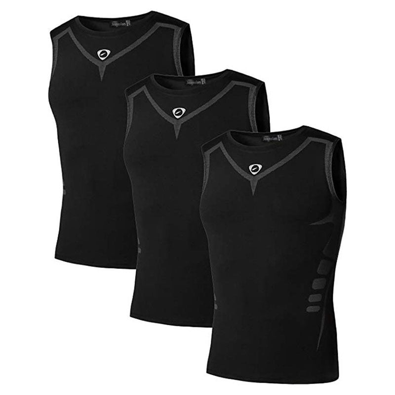 Jeansian 3 Pack Sport débardeur hauts hauts chemises sans manches en cours d'exécution Grym entraînement Fitness Compression mince LSL3306