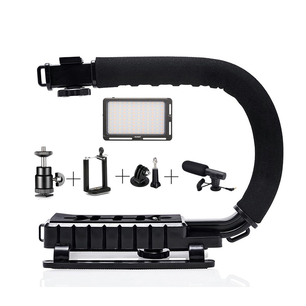 Stabilisateur de cardan de caméra MAMEN avec studio LED lumière vidéo et Microphone pour la photographie DSLR stabilisateur de poche de prise de vue Vlog
