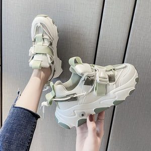 Times New Roman Women's Sneakers 2020 Autumn Fashion Buckle Platform Sneaker Walking Shoes Woman Casual Shoes Plus Size 41 42
